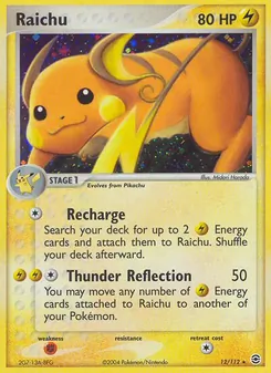 Raichu card from FireRed & LeafGreen, number 12/112