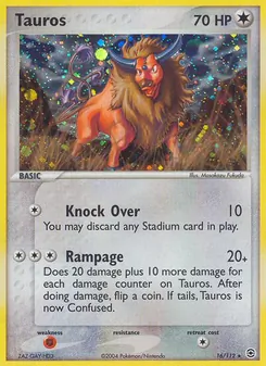 Tauros card from FireRed & LeafGreen, number 16/112