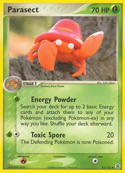 Parasect card from FireRed & LeafGreen, number 43/112