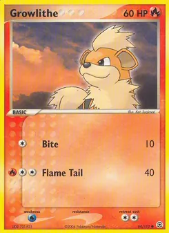 Growlithe card from FireRed & LeafGreen, number 64/112