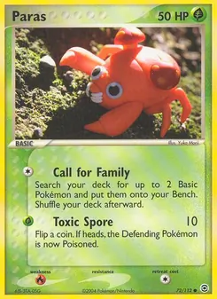 Paras card from FireRed & LeafGreen, number 72/112