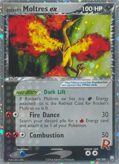Rocket's Moltres ex card from Team Rocket Returns, number 100/109