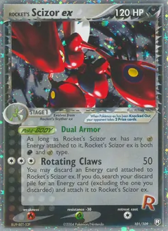 Rocket's Scizor ex card from Team Rocket Returns, number 101/109