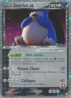 Rocket's Snorlax ex card from Team Rocket Returns, number 104/109