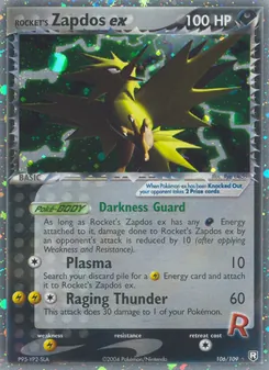 Rocket's Zapdos ex card from Team Rocket Returns, number 106/109