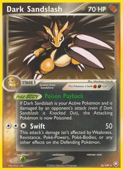 Dark Sandslash card from Team Rocket Returns, number 18/109