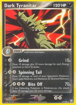 Dark Tyranitar card from Team Rocket Returns, number 19/109