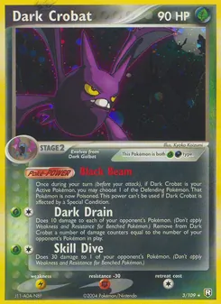 Dark Crobat card from Team Rocket Returns, number 3/109