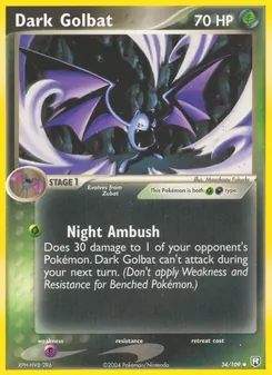 Dark Golbat card from Team Rocket Returns, number 34/109