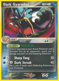 Dark Gyarados card from Team Rocket Returns, number 36/109
