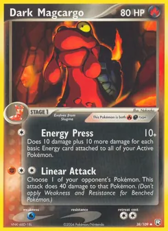 Dark Magcargo card from Team Rocket Returns, number 38/109