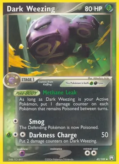 Dark Weezing card from Team Rocket Returns, number 42/109