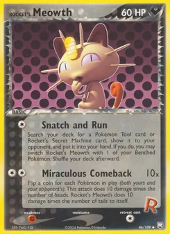 Rocket's Meowth card from Team Rocket Returns, number 46/109