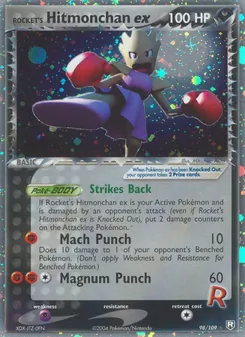 Rocket's Hitmonchan ex card from Team Rocket Returns, number 98/109