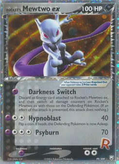 Rocket's Mewtwo ex card from Team Rocket Returns, number 99/109