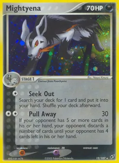 Mightyena card from Deoxys, number 12/107