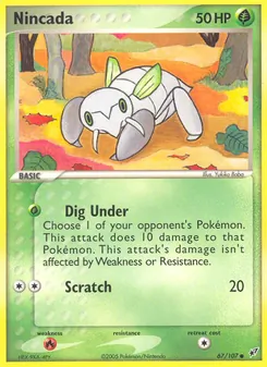 Nincada card from Deoxys, number 67/107