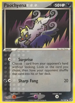 Poochyena card from Deoxys, number 70/107