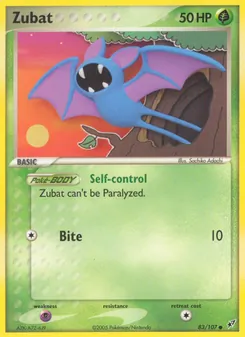 Zubat card from Deoxys, number 83/107
