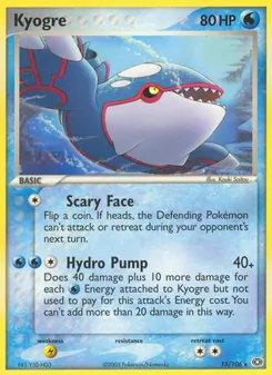 Kyogre card from Emerald, number 15/106