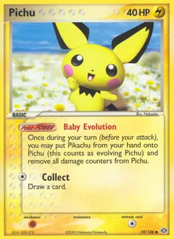 Pichu card from Emerald, number 59/106