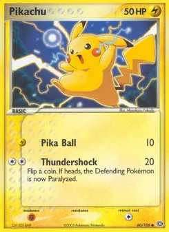 Pikachu card from Emerald, number 60/106