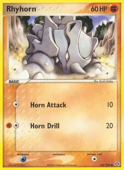 Rhyhorn card from Emerald, number 62/106