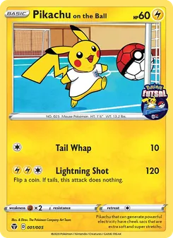 Pikachu on the Ball card from Pokémon Futsal 2020, number 1/5