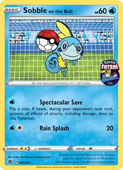 Sobble on the Ball card from Pokémon Futsal 2020, number 5/5