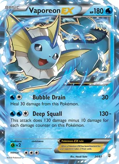 Vaporeon EX card from Generations, number 24/83