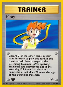 Misty card from Gym Heroes, number 102/132