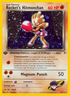 Rocket's Hitmonchan card from Gym Heroes, number 11/132