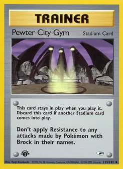 Pewter City Gym card from Gym Heroes, number 115/132