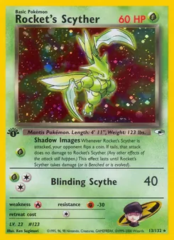 Rocket's Scyther card from Gym Heroes, number 13/132