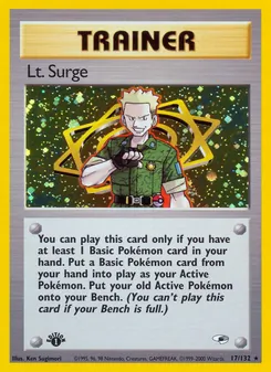 Lt. Surge card from Gym Heroes, number 17/132