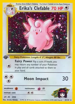 Erika's Clefable card from Gym Heroes, number 3/132