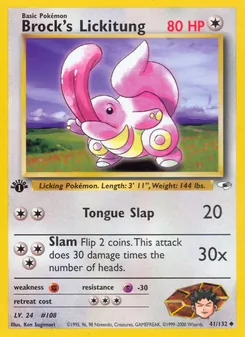 Brock's Lickitung card from Gym Heroes, number 41/132