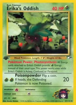 Erika's Oddish card from Gym Heroes, number 47/132