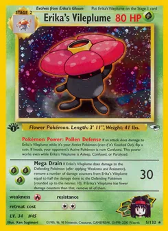 Erika's Vileplume card from Gym Heroes, number 5/132