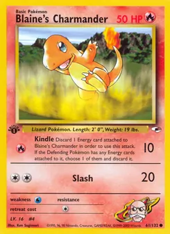 Blaine's Charmander card from Gym Heroes, number 61/132