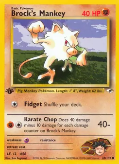 Brock's Mankey card from Gym Heroes, number 68/132