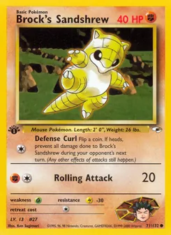 Brock's Sandshrew card from Gym Heroes, number 71/132