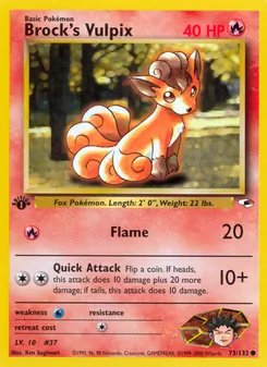 Brock's Vulpix card from Gym Heroes, number 73/132