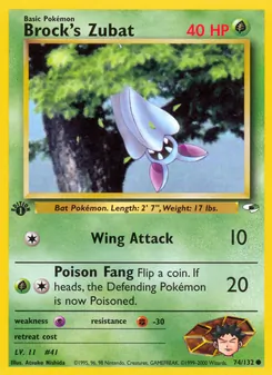 Brock's Zubat card from Gym Heroes, number 74/132