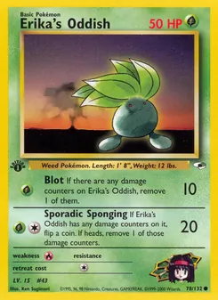 Erika's Oddish card from Gym Heroes, number 78/132