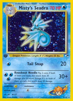 Misty's Seadra card from Gym Heroes, number 9/132