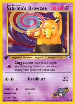 Sabrina's Drowzee card from Gym Heroes, number 92/132