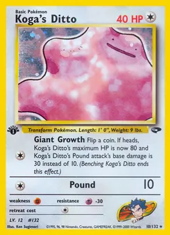 Koga's Ditto card from Gym Challenge, number 10/132