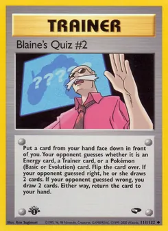 Blaine's Quiz #2 card from Gym Challenge, number 111/132