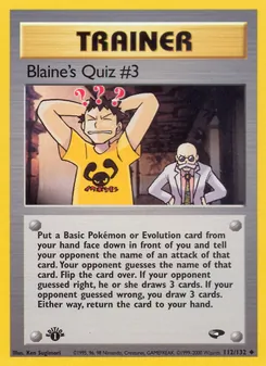 Blaine's Quiz #3 card from Gym Challenge, number 112/132